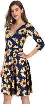 Thumbnail for your product : HiQueen Women V-Neck A-Line Fit Flare Swing Party Dress (X-Large