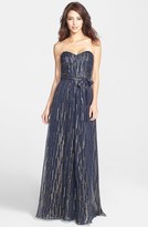 Thumbnail for your product : Laundry by Shelli Segal Metallic Silk Blend Strapless Gown