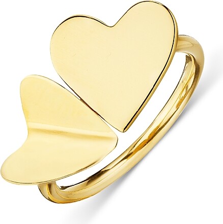 Cadar 18K Yellow Gold Endless Wings of Love Double Heart Ring