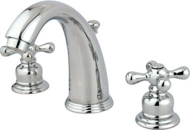 Kingston Brass Victorian Two-Handle 3-Hole Deck Mount Widespread Bathroom Faucet with Retail Pop-Up Drain