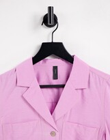 Thumbnail for your product : Y.A.S ruched sleeve grandad shirt in purple
