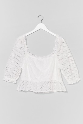 Nasty Gal Womens Broderie What You Mean Plus Top - White - 16