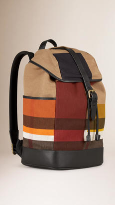 Burberry Colour Block Canvas Check Backpack