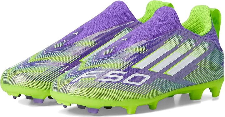 Adidas Originals Kids F50 League Laceless Firm Ground Cleats (Little Kid/Big Kid) Kids Shoes Purple Rush/White/Lucid Lemon : 12 Little Kid M