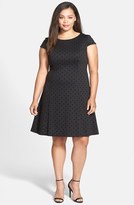 Thumbnail for your product : Tahari by ASL Flocked Velvet Fit & Flare Dress (Plus Size)