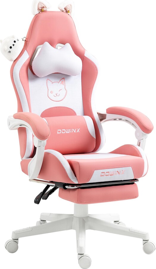 Dowinx Gaming Chair Cute with Cat Ears and Massage Lumbar Support