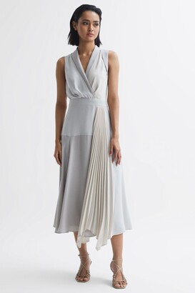 Reiss Pleated Fitted Midi Dress