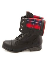 Thumbnail for your product : Charlotte Russe Zip-Back Fold-Over Combat Boot