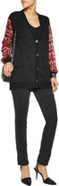 Thumbnail for your product : Just Cavalli Printed Chiffon-Paneled Wool-Blend Jacquard-Knit Cardigan