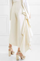 Thumbnail for your product : SOLACE London Ruffled Crepe Culottes - Cream