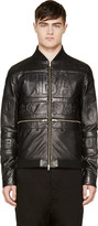 Thumbnail for your product : Hood by Air Black Leather Hockey Bomber Jacket