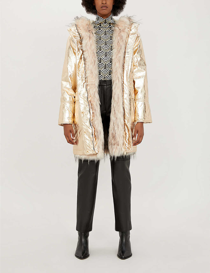 Pinko Protestare faux-fur hooded metallic parka - ShopStyle Fur & Shearling  Coats