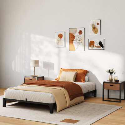 Twin Bed Frame, Heavy Duty Metal Platform Bed Frame with Durable Iron Slat Support and Legs, No Box Spring Required, No Screws Needed, Support Up to 8