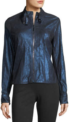 Elie Tahari Bently Metallic-Leather Jacket