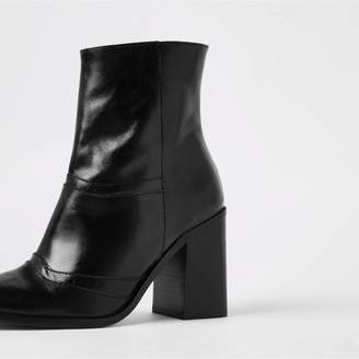 River Island Leather Ankle Boot - Black