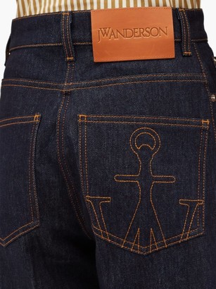 J.W.Anderson Logo-embroidered Wide-leg Jeans - Dark Denim