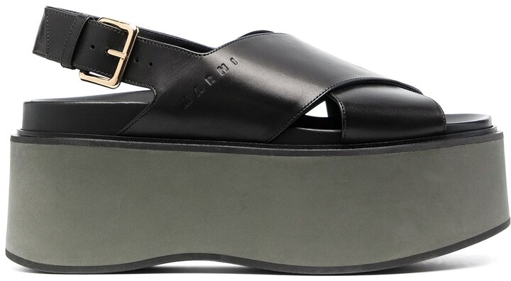 Marni Criss-Cross Wedge Sandals - ShopStyle