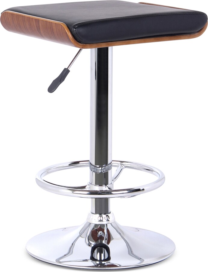 Armen Living Java Barstool in Chrome finish with Walnut wood and Cream Faux Leather
