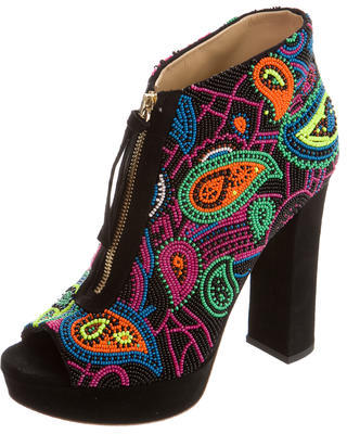 Jerome C. Rousseau Coco Beaded Booties w/ Tags