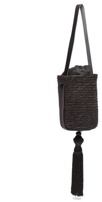 Eliurpi - Borla Tasselled Straw Bucket Bag - Black
