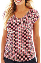 Thumbnail for your product : Liz Claiborne Short-Sleeve V-Neck Print Tee