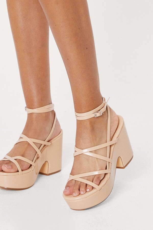 nude strappy platform heels