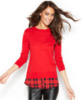 Thumbnail for your product : MICHAEL Michael Kors Plaid-Print Layered-Look Sweater