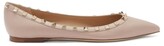 Thumbnail for your product : Valentino Garavani Rockstud Point-toe Leather Ballet Flats - Nude