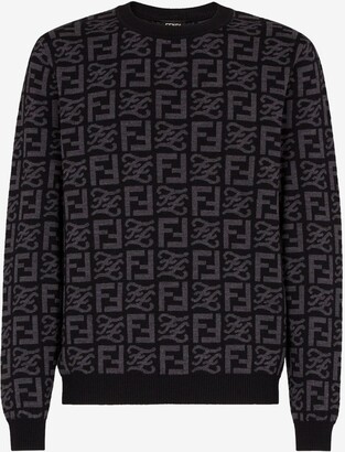 Mens Clothing Sweaters and knitwear Turtlenecks Fendi Wool Pullover in Black for Men 