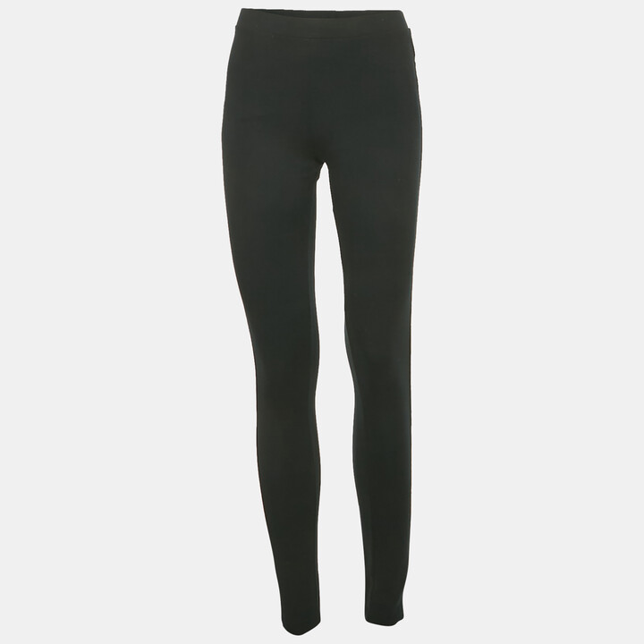 Ralph Lauren Black Embroidered Hem Jersey Leggings M