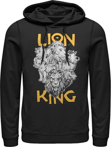The Lion King Men's Lion King Animal Kingdom Crew Pull Over Hoodie - Black - 3X Large
