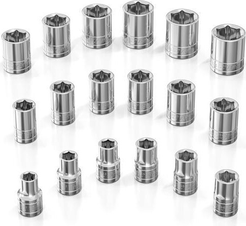 PISKEKAT Olsa Tools Metric Socket Set (18pc) 1/2-Inch Drive 6-Point Shallow Socket Set Metric Sizes from 10 mm to 27 mm Mechanic Metric Socket Sets...