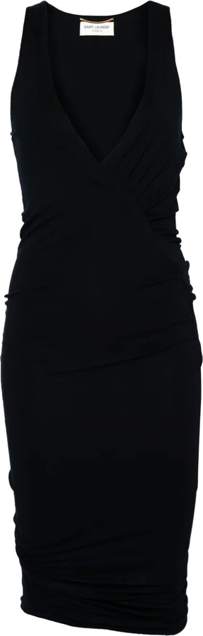 Saint Laurent ruched V-neck mini dress
