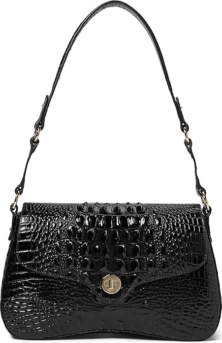 Brahmin Nerida sugar plum Melbourne Shoulder Women's Handbags Black, Leather/Polyester