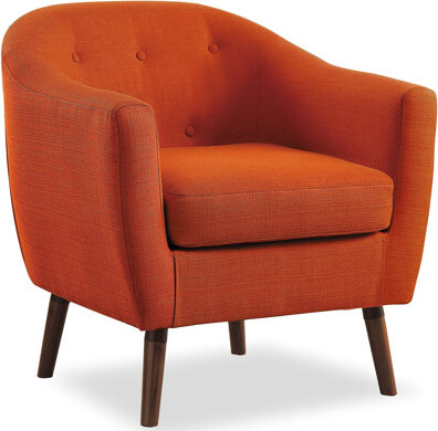 Corrigan Studio Orange Textured Chair With And Finish Legs Upholstered Accent Attached Back