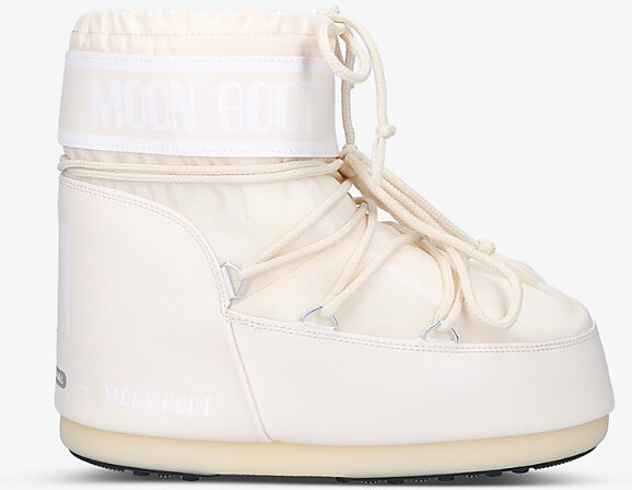 Moon Boot Womens Cream Icon Low 2 Lace-Up Nylon Ankle Snow Boots Eur 39 / 6 Uk Women