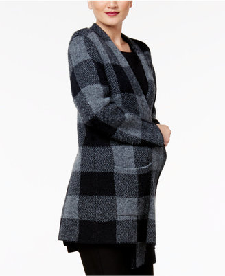 Eileen Fisher Wool Blend Open-Front Plaid Coat, A Macy's Exclusive