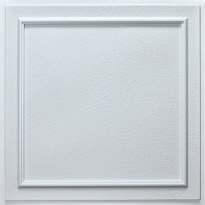 uDecor Belgium 1.98 ft. x 1.98 ft. Drop-in or Glue-Up PVC Ceiling Tile in White