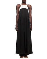 Thumbnail for your product : L'Agence Linen-Bodice Jersey Long Dress with Harness