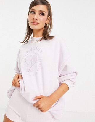 adidas 'Tennis Luxe' logo sweatshirt in pearl pink - ShopStyle Jumpers &  Hoodies