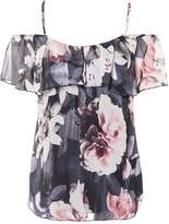 Thumbnail for your product : Quiz Grey and Pink Chiffon Frill Top