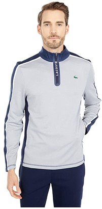 Lacoste Long Sleeve Color-Block Sleeve and Shoulder Sweatshirt (Silve Chine/Navy  Blue/White) Men's Clothing - ShopStyle