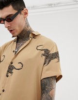 Thumbnail for your product : Heart N Dagger printed shirt with leopard print