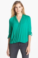 Thumbnail for your product : Vince Camuto Roll Tab Sleeve Wrap Front High/Low Top