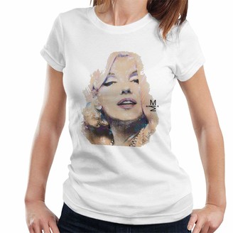 VINTRO Marilyn Monroe Women's T-Shirt Original Portrait by Sidney Maurer Professionally Printed White