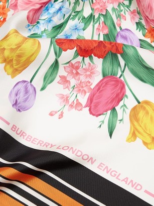 Burberry Floral And Unicorn-print Silk Scarf - Orange Multi