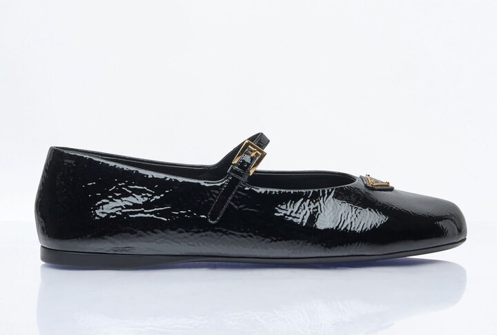 Prada Vernice Ballerina Flats - Woman Flats Black Eu - 39
