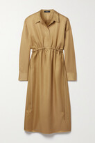 Thumbnail for your product : Theory Gathered Satin-twill Shirt Dress - Brown