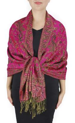 Couture Peach Exclusive Double Layer Reversible Paisley Pashmina Shawl Scarf