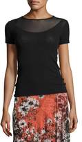 Thumbnail for your product : Fuzzi Short-Sleeve Illusion-Neck Top, Black